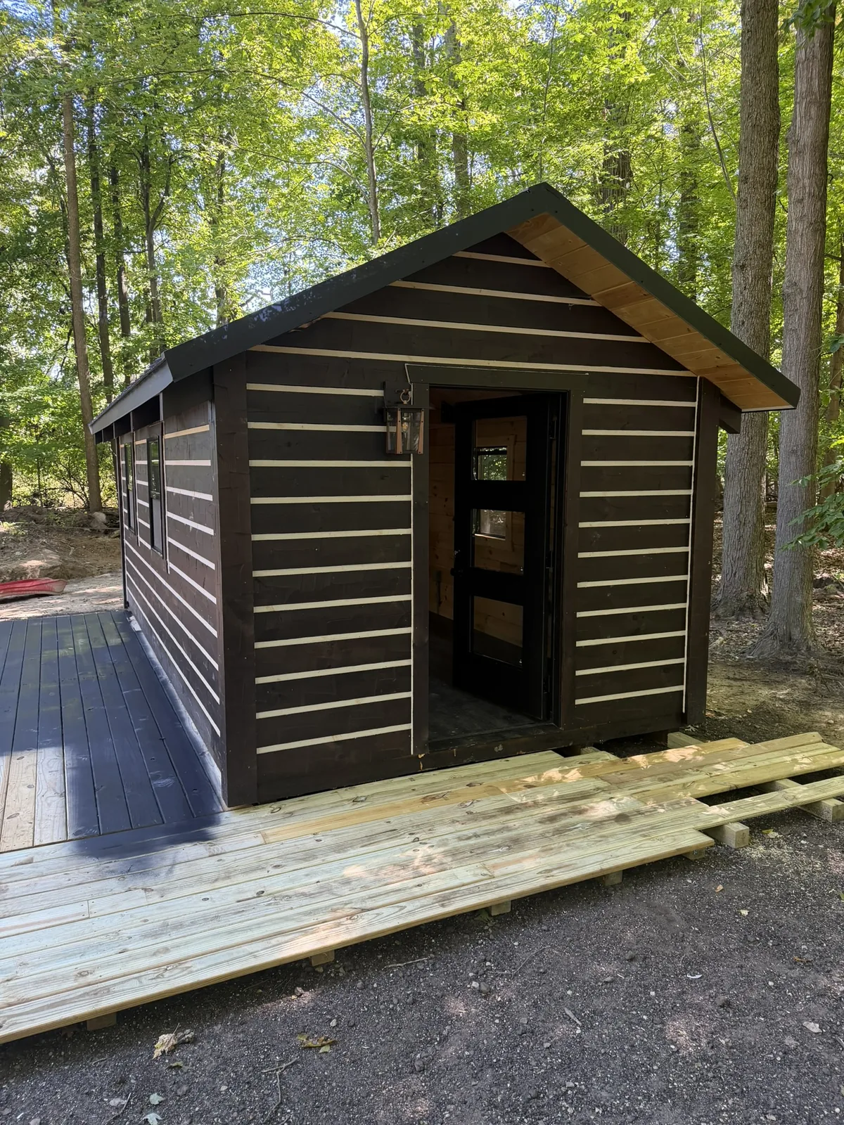 Orana cabin front gable with the door open