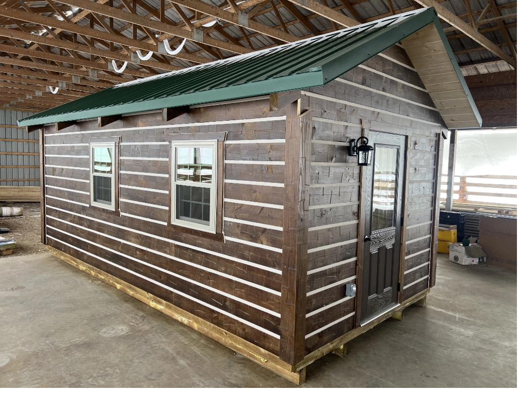 Cabin side view showing multiple windows and entry door